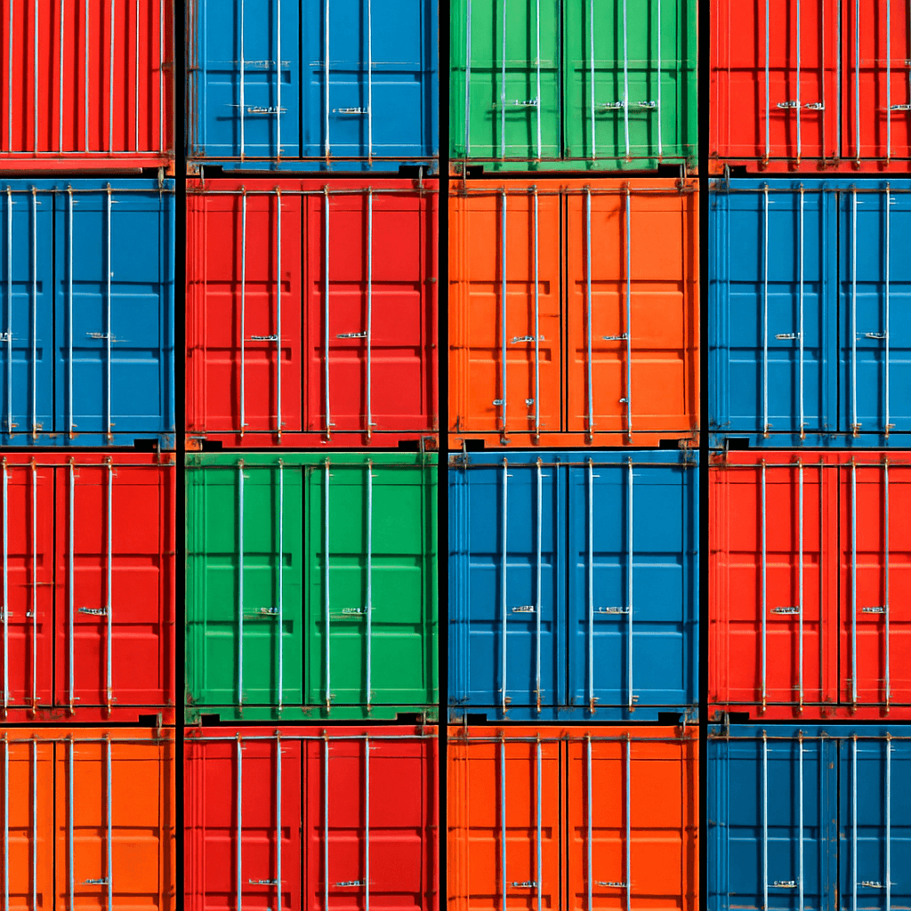 Stacked shipping containers